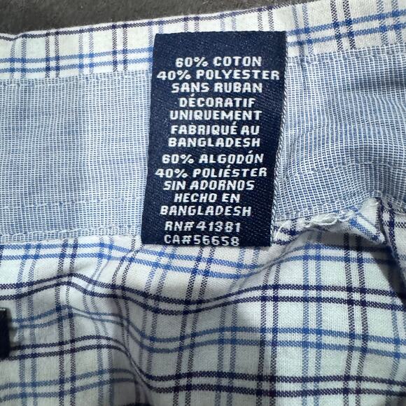 Chaps Easy Care Blue White Check Dress Shirt Men’s XL Wrinkle-Resistant - Picture 6 of 8